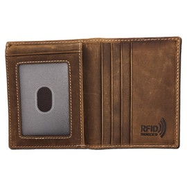 Juzar Tapal Collection Men Wallet Rfid Slim Wallet Card Holder L-Fold Leather Thin Wallets Men Bifold Trifold Wallet Card Window ID (J700LF, Rustic Brown)