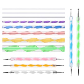 Samcos Dot Drawing Tools, Double-Ended Uses, Dot Stick, Nail Brush, Nail Design, For Beginners, Stippling Tool, Manicure Supplies, Safe Design for Children (Set of 13)
