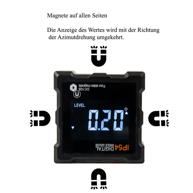 Beslands Digital Protractor Magnetic Bevel Box Inclinometer LCD Waterproof Angle
