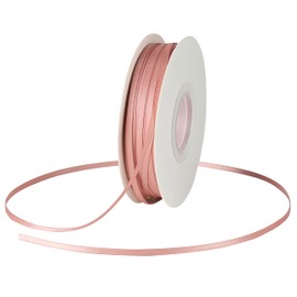 DINDOSAL Thin Blush Pink Ribbon 1/8 Inch Narrow Rose Gold Satin Ribbon for Crafts Wedding Decor Hanging Tags Christmas Ornaments - 100Yards