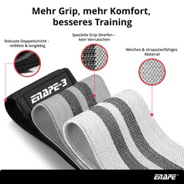 Enape® Resistance Bands Fitness Band, Fitness Bands, Fabric Bands, Set of 3, Resistance Bands for Strength Training, Muscle Building, Leg Training, Exercise Band for Workout Yoga Pilates (Light Grey,