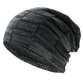 PFFY Slouchy Beanie Hats for Men Women Winter Thick Warm Lined Beanies Knit Skull Cap Mix Black