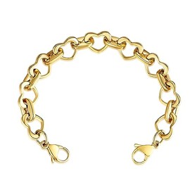 LinnaLove Gold Heart Link Interchangeable Medical Alert Bracelet (big heart-65)
