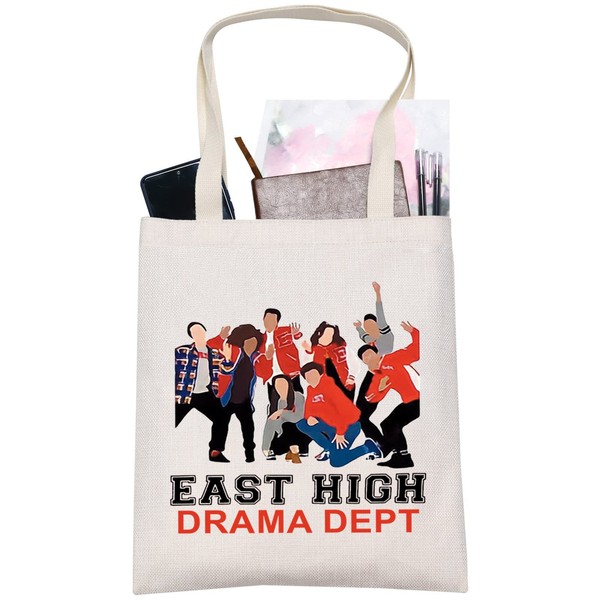 LEVLO School Music Theatre Characters Cosmetic Bag Broadway Movie Fans Gift East High Drama Dept Makeup Bag with Zipper for Women Girls, East High Drama Tote Bag, Cosmetic bag