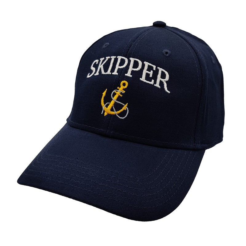 Windcatcher Skipper Anchor Cotton Cap - Navy Blue, One Size