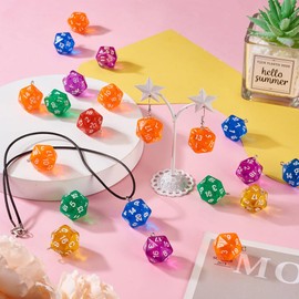 Sparkeads 20 Pcs Polyhedral D20 Dice Charms for Table Games 20 Sided Faceted Game Dice Acrylic Charms for Key Chains Jewelry Crafts Pens Decoration Acrylic No