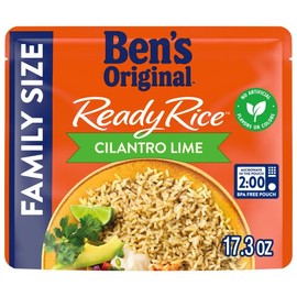 BEN'S ORIGINAL READY RICE Cilantro Lime Flavored Family Size Rice, Easy Dinner Side, 17.3 oz Pouch (Pack of 6)