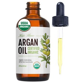 Kate Blanc Cosmetics Argan Oil for Hair, Face & Skin from Morocco (4oz, USDA Certified Organic, Cold Pressed & 100% Pure, Light)