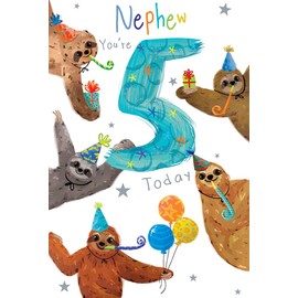 Nephew 5th Birthday Card Age 5 Sloths 9" x 6" Lovely Verse