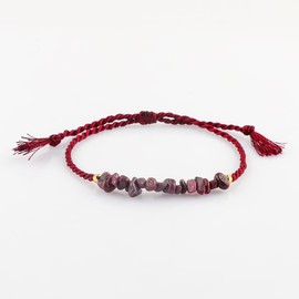 Natural Ruby Chips Braided Bracelet, Energy Healing Crystals, Birthday, Gift for Her, Resizable Hand Braid Rope Thread Protection Bracelet for Men, Women, Gemstone Jewelry 7 inch Valentine Day Gift