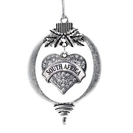 Inspired Silver - South Africa Silver Christmas Ornament - Pave Heart Charm Christmas Tree Ornament with Cubic Zirconia - Holiday Hanging Decoration