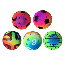 BESPORTBLE Thickened Rainbow Balls Elastic PVC Beach Sports Play Ball Kickball Flutter Balls Kids Toy for Indoor Outdoor 5 Pieces 22 cm (Random Style)