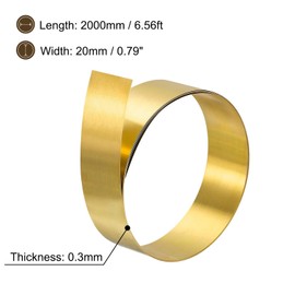 TA-VIGOR 1Pcs Brass Sheet Roll, 2000mm x 20mm x 0.3mm Metal Foil Plate Roll Brass Metal Thin Sheet Strip for Crafts, Electrical Repairs, DIY Projects, Grounding