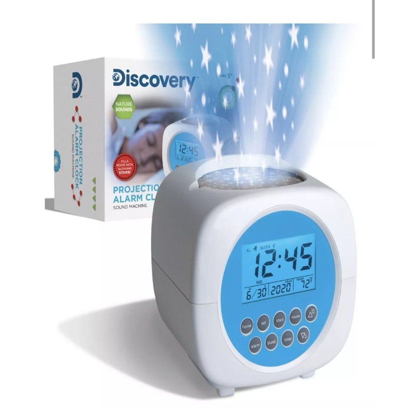 Discovery Kids Digital Projection Alarm Clock Sound Machine Color Glowing