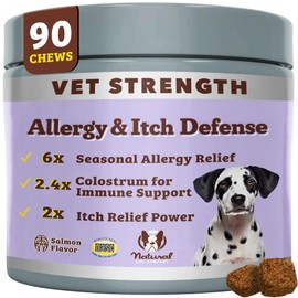 Natural Dog Company Aller Immune Chews 90 ct, Vet Strength High-Concentration Senior Dog Allergy Relief with 2.4X Colostrum, 2X Salmon Oil & 1.5X Probiotics, Supports Immune, Skin, Coat & Gut Health