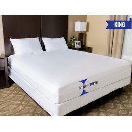 King Size Mattress Protector Bed Bug Waterproof Zippered Cover - Hypoallergenic Premium Quality Encasement Protects Against Liquids, Dust - Breathable, Noiseless White