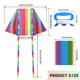 Colorful Rainbow Pocket Kite for Children - Easy Flyer Kite with Long Tail and String Line, Ideal Beach Game and Outdoor Activity for Beginners, Kids, and Adults for Boys and Girls