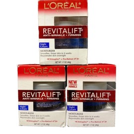loreal 3 loreal revitalift night cream 1.7oz moisturizer distressed box