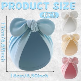 ZcrPrn Newborn Hat, 4 PCS Cute Bow Newborn Baby Clothes, Newborn Baby Gifts, Baby Hats for Birthday Party Outdoor Event Daily Wear (Pink Blue White Yellow)