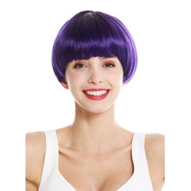 WIG ME UP - VK-6-DEEPVIOLYS4 Women's Wig Short Page Bob Pony Ombre Mix Dark Brown Purple
