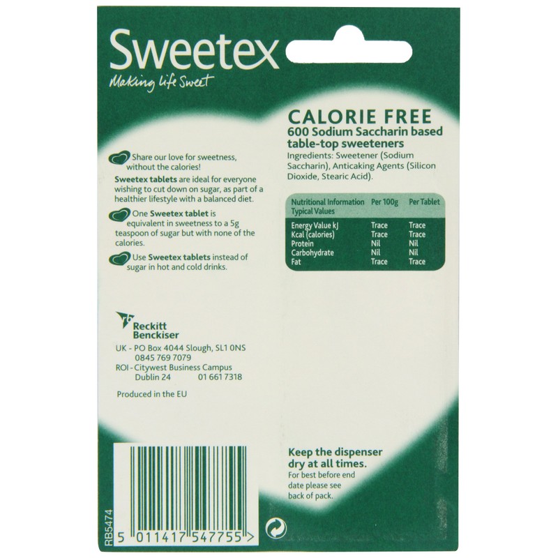 Sweetex Tablets Dispenser 600 Tablets (Pack of Four)
