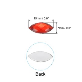 PATIKIL Marquise Gems, 40 Pcs 15x7mm Acrylic Rhinestones Flat Back Navette Horse Eye Crystal Gems for Jewelry Making DIY Craft, Light Red
