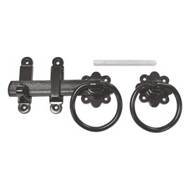 ZEROplus 150mm Black Japanned Mild Steel, Plain Ring Gate Latch, for Garden Gates, Sheds, Z1138.6