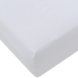 HOMELY IDEAS 200TC Egyptian Cotton Fitted Sheet 40CM/16 Inches Premiun Hotel Quality Extra Deep with Elasticated Corners, Rich Cotton & Breathable Luxury Soft Fitted Bed Sheets (WHITE, DOUBLE)