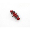 Faship Red Rhinestone Crystal Gun Metal Plated Flora Hair Barrette