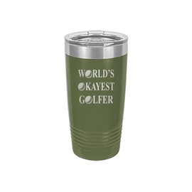 Rogue River Tactical Funny Okayest Golfer 20 Oz. Travel Tumbler Mug Cup w/Lid Vacuum Insulated Hot or Cold Gift For Golfer Dad Grandpa Ball (Green)