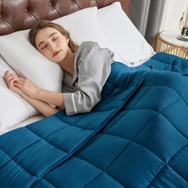 CYMULA Weighted Blanket for Adults (12lbs 48"x72" Twin Size) - Cooling Breathable Heavy Blankets for Summer Winter - Ultra Microfiber Soft Comfort Throw with Glass Beads - Gifts for Men/Women