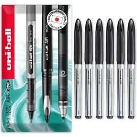 Uni-Ball AIR - 0.7mm Medium Rollerball - 6 Pack - Black - UBA-188-L