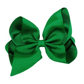WD2U Girls 6" Classic Style Boutique GrosGrain Hair Bow on Alligator Clip USA Emerald Green