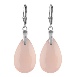 DEVMUKTI Pink Chalcedony Gemstones Dangle Earring, Elegant 925 Sterling Silver, Earring for Women, Tear-Drop Minimalist Bridal Earrings, Gifts for Girls