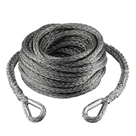 Ucreative 3/8 Inch x 50 Feet Synthetic Winch Rope Extension 26,500 Lbs for Off Road Vehicle ATV UTV SUV Gray