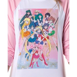 Bioworld Sailor Moon Pajamas Women's Character Poster Raglan Shirt And Jogger Pants Pajama Set, Pink, XL