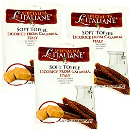 Serra Le Italiane, Italian Natural Toffee Licorice Candy from Calabria Italy, 3.5 oz (Pack of 3)