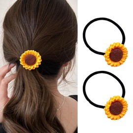 Flower Hair Ties for Women - Sunflower Hair Scrunchies Elastic Hair Bands Ponytail Holder Curly Hair Accessories - Sunflowers Shaped Design