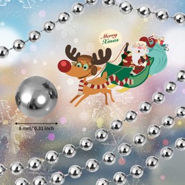 32.8 Feet Christmas Bead Garland Xmas Artificial Pearls Beads Garland Christmas Tree Garland Chain Decorations for Xmas Tree Holiday Wedding DIY Decoration Supplies (Silver)