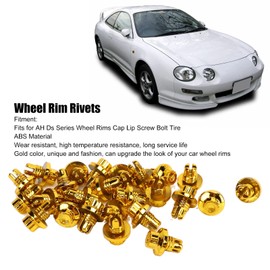 KIMISS Remaches de Rueda, 25 Piezas Remaches de Llanta de Rueda ABS Dorado Remaches de Labio de Rueda Tuercas para Llantas de la Serie AH Ds Cap Lip