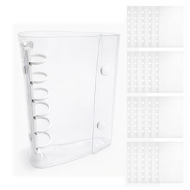 Tagemo A7 Binder Transparent 6 Holes Trekker File Checkbook [10 Refills Included] Sticker Book Card Binder Storage Card File 3 Inch Photo Album Portable Decor Mini 6 Holes Clear 14.5 x 10 cm (White)