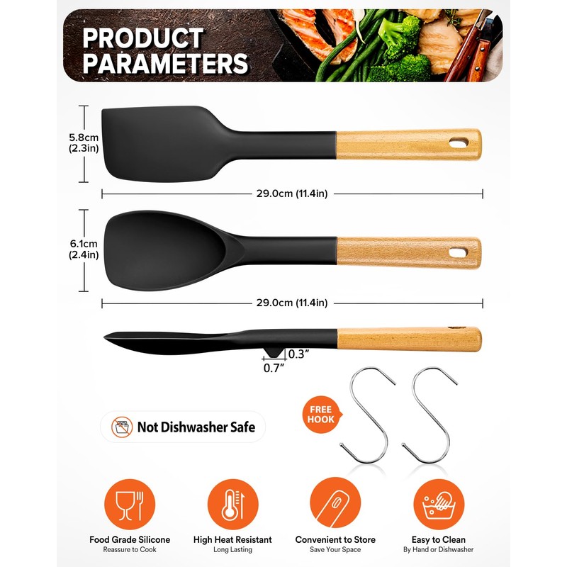 Silicone Spatula and Spoonula Set, Great For Stirring, Tough Mixing