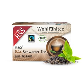 H&S Organic Black Tea from Assam: 100% Organic Fair Trade Black Tea, 20 x 1.8 g