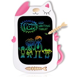 Drawing Doodle Board Toys for 3 4 5 6 7 Year Old Girls Boys Gifts, LCD Writing Tablet and Scribble Board Learning Toy for Kids, Birthday Gift for Toddler - Pink White…