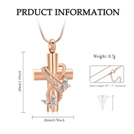 VCCWYQK Urn Necklaces for Ashes for Women Butterfly Cremation Jewellery for Ashes, Cross with Crystal Butterfly Memorial Ash Pendant Keepsake Jewellery Gifts for Loved Ones, Stainless Steel