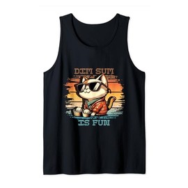 Funny retro Dim Sum Cat Yum Cha Baozi Dumplings Tank Top
