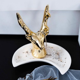 Ardax Moon Shape Jewelry Dish Organizer, Small Decorative Trinket Dish, Accent Tray for Vanity (White,1 Pack)