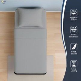 Cottington Lane 4 Piece Cot Sheets 25x75 Set, Premium Egyptian Cotton Sheets, Perfect for Narrow Twin, Camp Bunk, Army Cots, Trifold Mattress, Camping Cot, Guest Bed Replacement, Light Grey