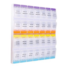 BIOS Living Easy Open Push Tabs, 4 x Daily Pill Planner, Extra Large Pill Modules, Translucent Case for Easy Identification, BPA Free, For Medication, Pills, Vitamins, Supplements, AM/PM