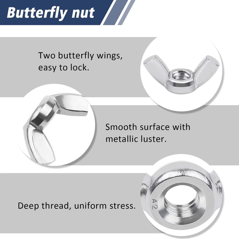 DIN 315 Wing Nut M8, Leryati Pack of 10 Stainless
